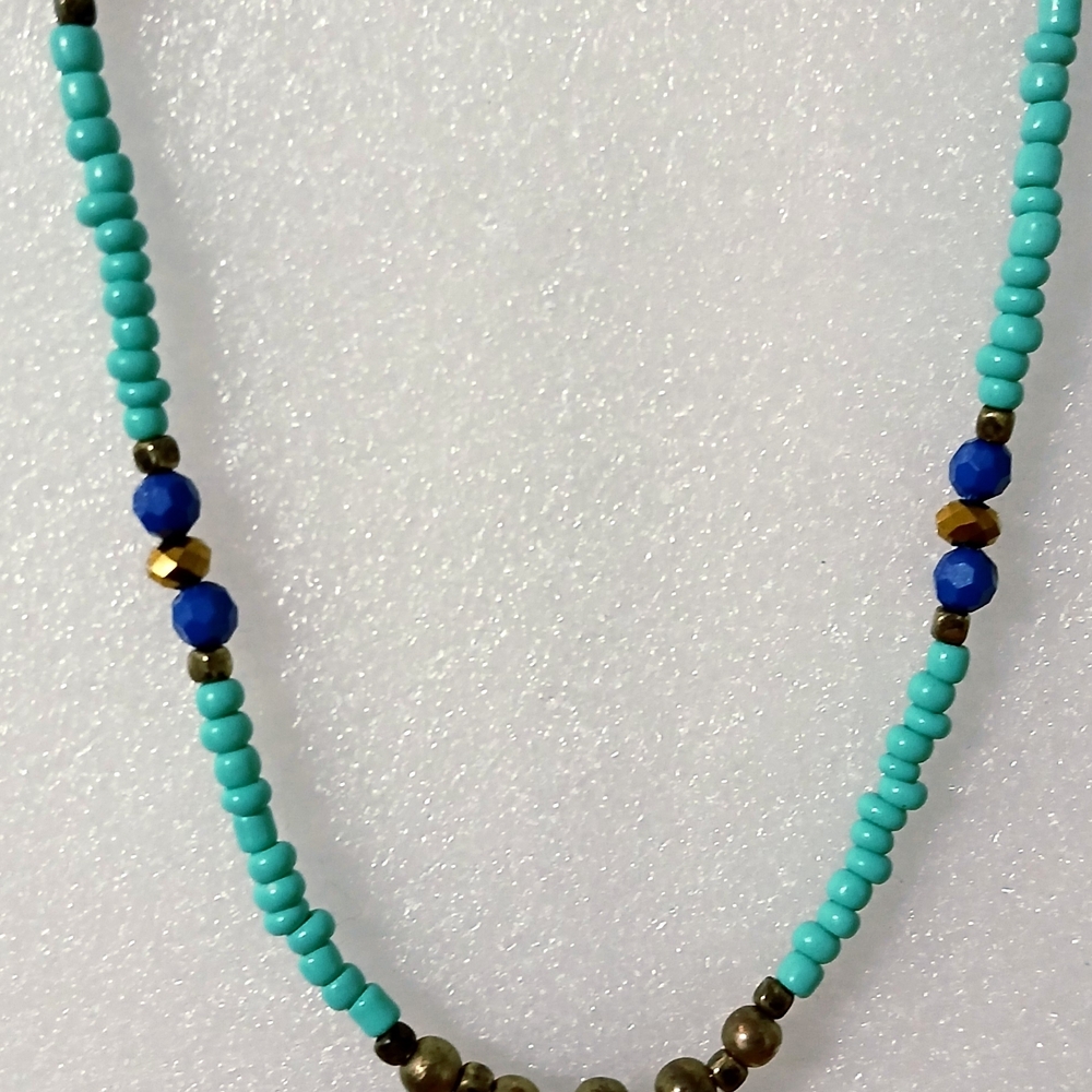 Turquoise and Blue Beaded Necklace
